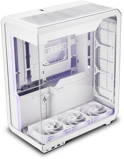 Кутија за гејминг SSUPD XHUTTLE Dual Display MIDI Tower, панорамска, вертикално монтирање, бела