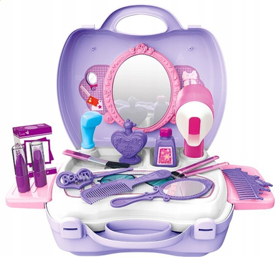Set lodër parukerie LeanToys, 21 pjesë, në valixhe lejla