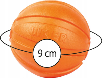 Top lodër për qen LIKER Ball 9 cm, prej gome, portokalli