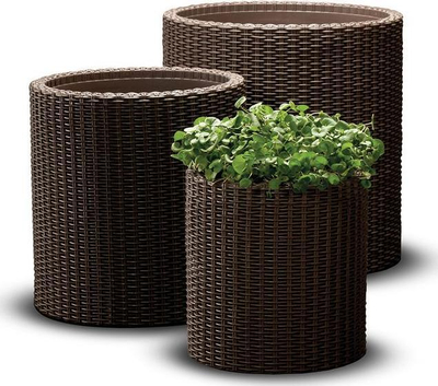 Сет саксии Keter Curver CYLINDER, 3 парчиња S M L, пластични, кафеави