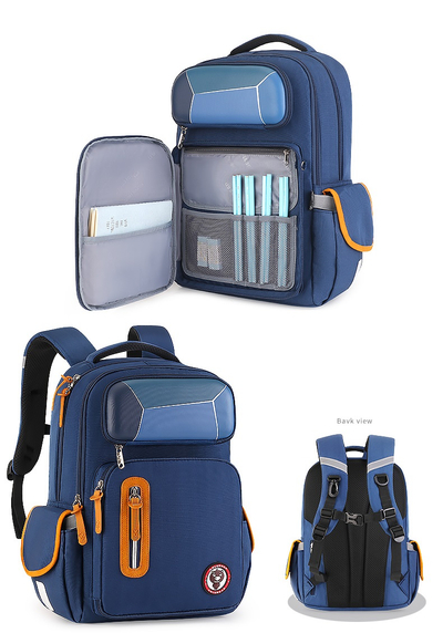 Çantë shkollore për fëmijë Promax Bear, 29x16x41, e kaltër e errët