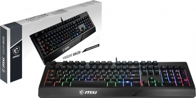 Tastierë gaming MSI Vigor GK20, me drita RGB, anti ghosting, e zezë
