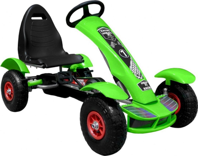 Гокарт со педали Racing XL, пневматски гуми, 50 kg, зелен