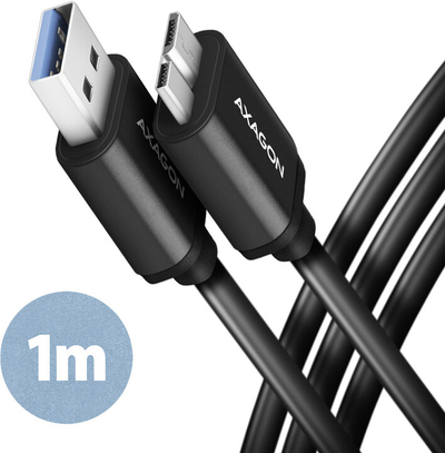 Kabllo AXAGON USB-A - micro USB 3.2 Gen 1 SPEED, 3A, 1m, e zezë
