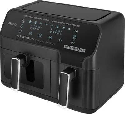 Fritezë ajri ECG Dual Fry AF-8300, 8.3L, dy ndarje, e zezë