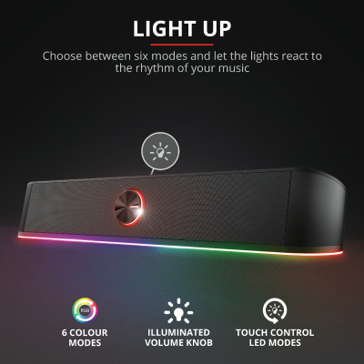 Altoparlant kompjuteri Trust GXT619 Thorne 24007, 12W, me RGB, i zi