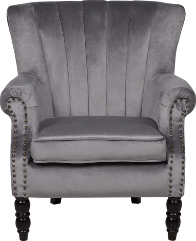 Fotolje SVEDALA Wingback, kadife, stil Çesterfild, gri