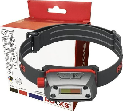 Llambë koke ROOKS Color Pro, 250 lm, me sensor lëvizjeje, gri me të kuqe