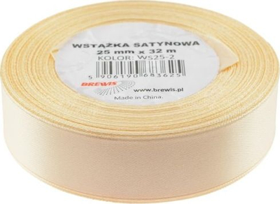 Shirit dekorativ sateni Brewis 2, 25mm, 32m, ecru