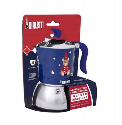 Xhezve moka Bialetti Fiamm Ind Orsetto, 4 filxhanë, për induksion, blu
