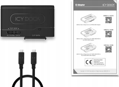 Адаптер SSD ICY Dock MB104U-1SMB, USB 3.2, 2.5\" и M.2 SATA NVMe, црн