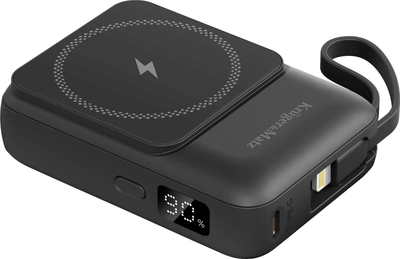 Power bank USB-C 10000mAh, me karikim me induksion, e zezë