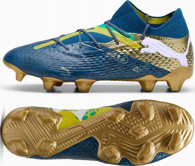 Këpucë futbolli Puma Future 7 Ultimate FG, FUZIONFIT360, kramponë për fusha me bar të fortë, blu