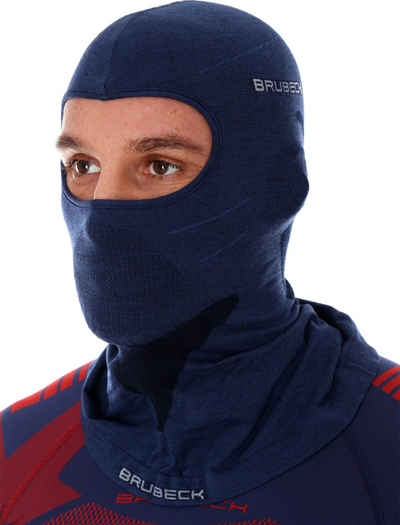 Balakllavë unisex Brubeck KM10370, leshi merino, për helmetë, blu e errët L/XL
