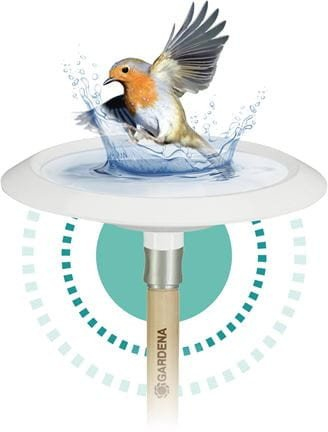 Enë banjo për zogj Gardena ClickUp Bird Bath, për dorezë ClickUp, e bardhë