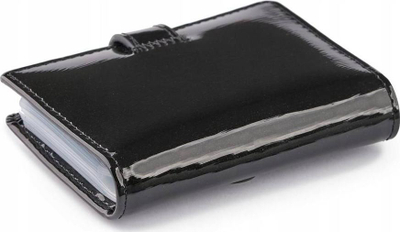 Etui lëkure për karta Peterson PTN BC-102, me mbyllje metal, format në këmbë, ngjyrë e zezë