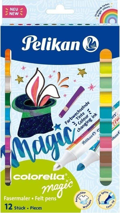 Set flomasterësh Pelikan Colorella Magic 411/FS, 12 copë, bojë që ndryshon ngjyrë, shumëngjyrësh