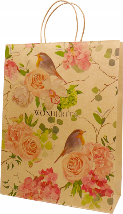 Qese dhurate Incood Gift Bag, 32x42cm, letër kraft, me zogj