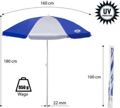Çadër plazhi Nils Extreme NC7819, 160 cm, UV SPF 40+, shumëngjyrëshe
