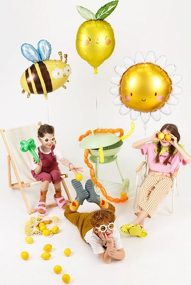Balon folie për dekor Sun, 70cm, rrumbullak, ngjyrë ari