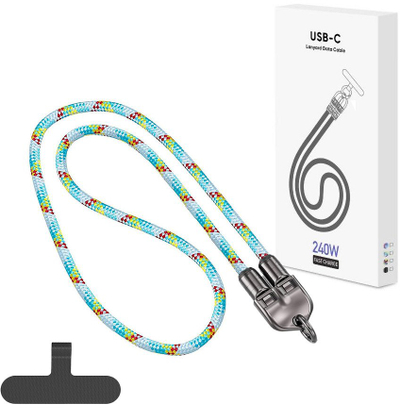Kabllo USB Vega USB C në USB C, 1.2 m, 240W, shumëngjyrëshe