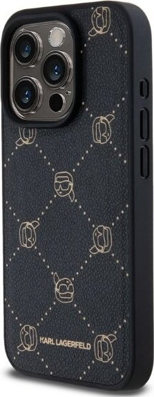 Mbulesë telefoni Karl Lagerfeld Karl Heads MagSafe, për iPhone 15 Pro, prej poliuretani, e zezë