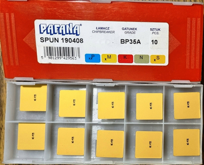Pllakë prerëse Pafana SPUN 190408 BP35A, për torno dhe CNC, për metal, e verdhë