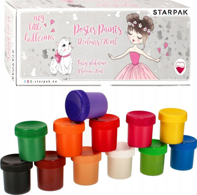 Set bojë pllakati Starpak Ballerina, 12 ngjyra, 20 ml, shumëngjyrësh