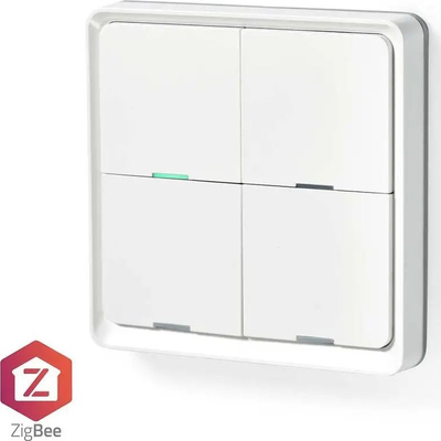 Çelës muri smart ZigBee Tuya, 4 butona, pa tela, i bardhë