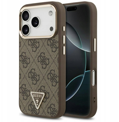 Mbrojtëse telefoni Guess Magsafe 4G, për iPhone 17 Pro, lëkurë PU, kafe