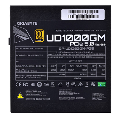 Burim energjie modular Gigabyte UD1000GM PG5, 20+4 pin ATX, 1000 W
