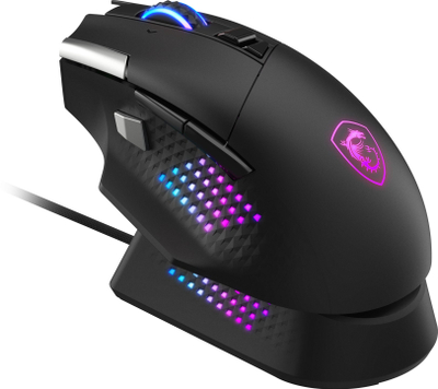 Maus gaming MSI S12-4301370-CLA, wireless RF dhe Bluetooth, 26000 DPI, i zi