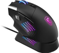 Maus gaming MSI S12-4301370-CLA, wireless RF dhe Bluetooth, 26000 DPI, i zi