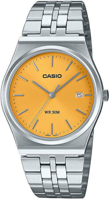 Orë dore Casio MTP-B145D-9AVEF (006), e argjendtë/portokalli
