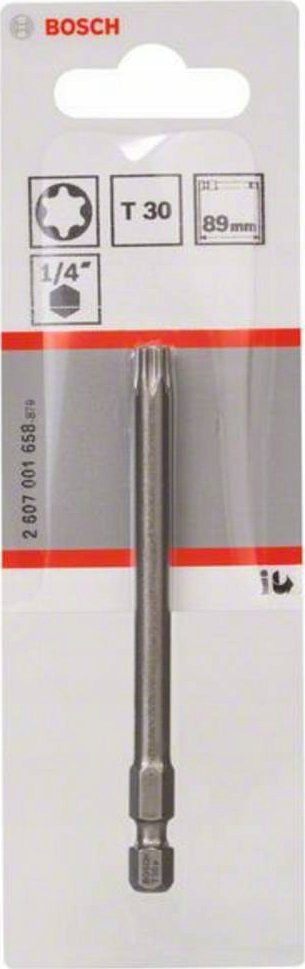 Bit kaçavide Bosch Extra Hard Torx T30, 89mm, 1/4", gri