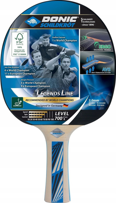 Raketë pingpongu Donic Legends 700, sfungjer 2.0mm, ITTF, shumëngjyrëshe