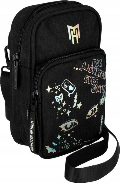 Çantë krahu Monster High Mini, me 2 xhepa me zinxhir, rrip i rregullueshëm, e zezë