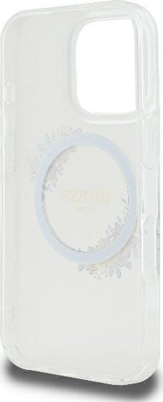 Futrollë Guess GUHMP16XHFWFCT për iPhone 16 Pro Max, MagSafe, transparente me lule