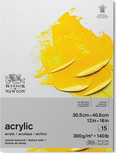 Bllok pikture Winsor & Newton Acrylic, 30.5 x 40.6 cm, 300 g/m², 15 fletë