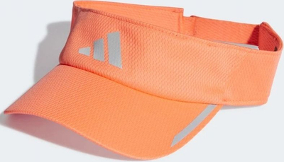 Vizor vrapimi Adidas AEROREADY, material që thith djersën, detaje që bëjnë dritë natën, portokalli