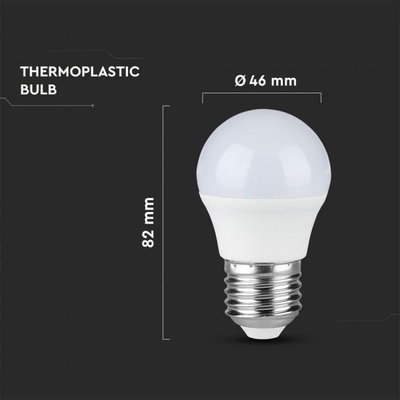 Llambë LED V TAC G45 4.5W, E27, 6500K, e bardhë e ftohtë