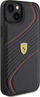 Mbulesë telefoni Ferrari Twist Metal Logo për iPhone 15 Plus, lëkurë ekologjike, skaje të ngritura, e zezë