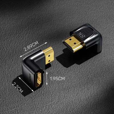 Adapter HDMI Unitek 8K, kënd 90° dhe 270°, HDMI 2.1, i zi