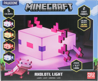 Dritë dekorative Paladone Minecraft Axolotl, 21cm, me shumëngjyra, e bardhë