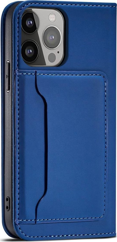 Këllëf telefoni wallet për iPhone 13 Pro, me kapak flip, mbajtëse kartash, blu