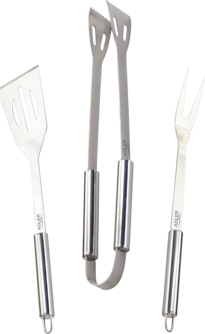Set aksesorësh për grill Adler AD 6730, 3 pjesë, çelik inox, etui poliester i zi