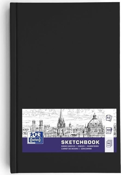 Bllok vizatimi Oxford Sketchbook A5, 96 fletë, 100 g m², i zi