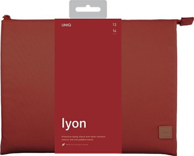 Çantë mbrojtëse për laptop Uniq Lyon, 14", rPET që s’e merr uji, e kuqe