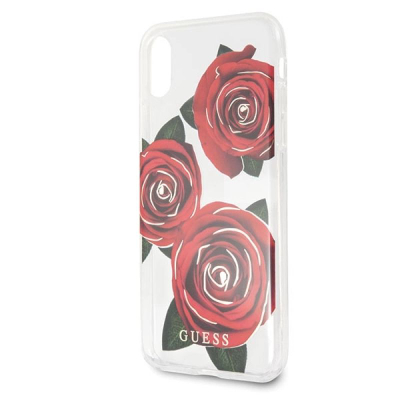 Kapak telefoni Guess Flower Desire për iPhone X, hard cover, i tejdukshëm