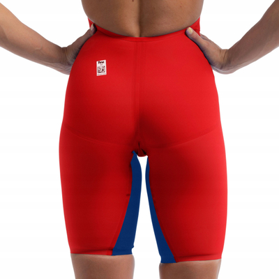 Kostum gare për goca Speedo Fastskin LZR Pure Valor 2.0 Openback Kneeskin, kompresim i moderuar, i aprovum nga FINA, i kuq me blu